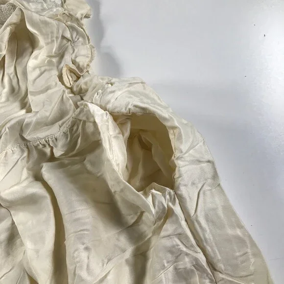 Vintage Sonia Rykiel Lingerie Nightgown Womens Large Cream Colored Lace Peplum - Picture 6 of 10